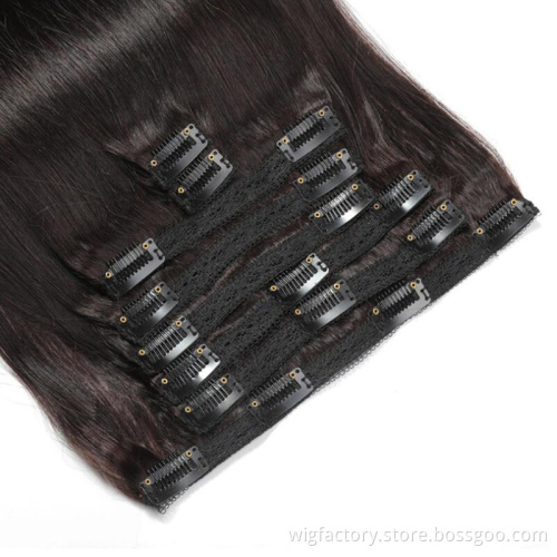 16pcs clip in human hair extensions straight 140g Brazilian extension hair clips,100% Real Natural clip in hair extension yaki